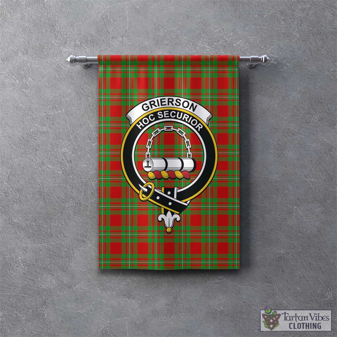 Grierson Tartan Gonfalon, Tartan Banner with Family Crest - Tartan Vibes Clothing
