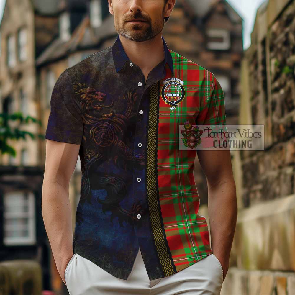 Grierson Tartan Family Crest Hawaiian Shirt Alba Gu Brath Be Brave Lion Ancient Style - Tartan Vibes Clothing