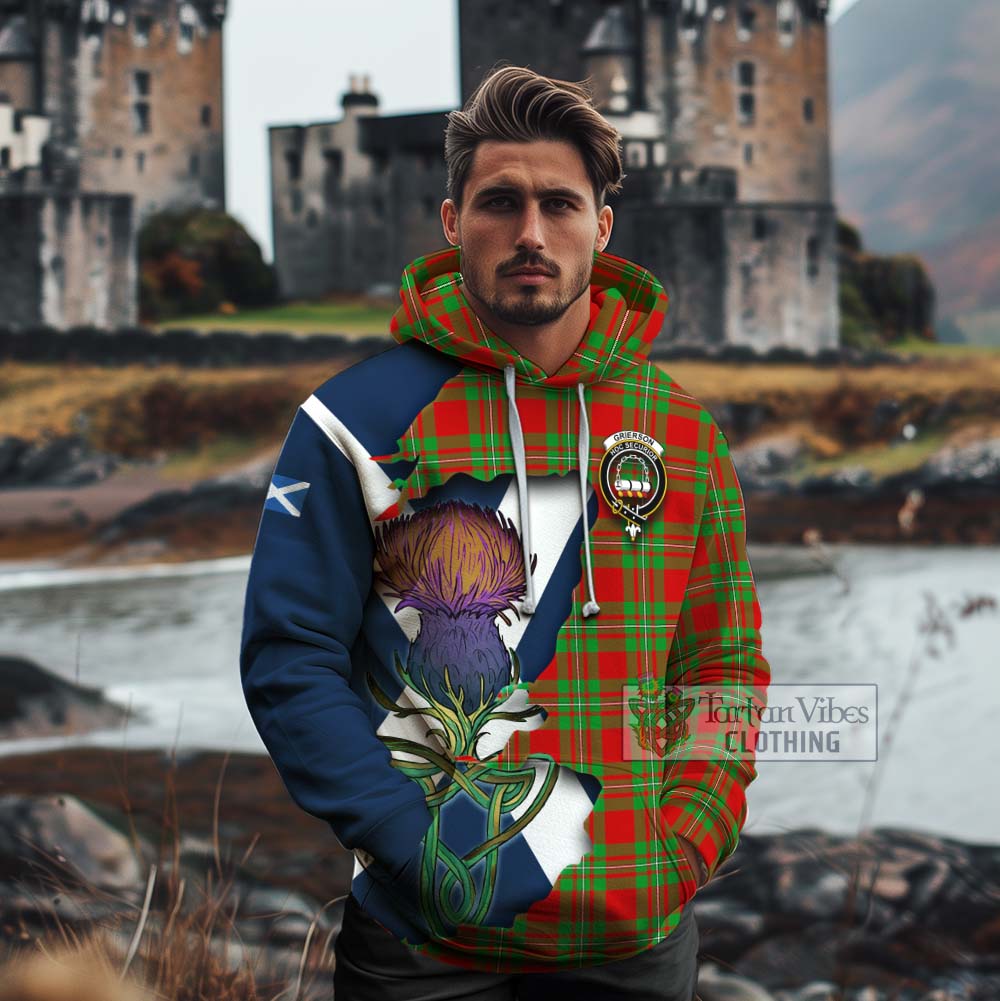 Grierson Tartan Family Crest Cotton Hoodie Scottish Thistle Celtic Inspired - Tartan Vibes Clothing