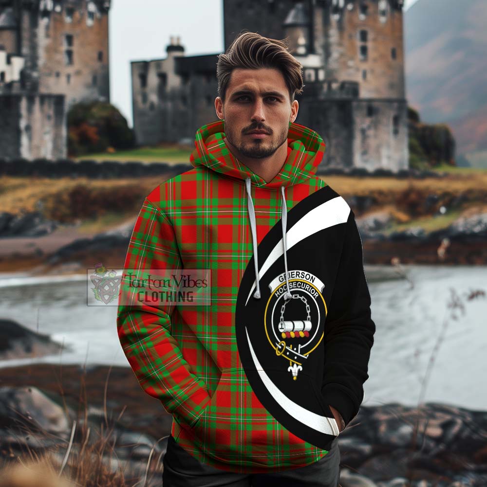 Grierson Tartan Cotton Hoodie with Family Crest Circle Style - Tartan Vibes Clothing