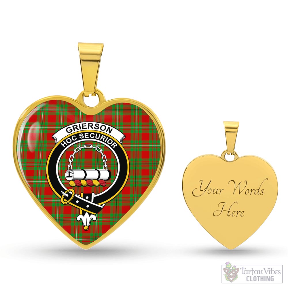 Grierson Tartan Heart Necklace with Family Crest Luxury Necklace (Gold) Yes - Tartan Vibes Clothing