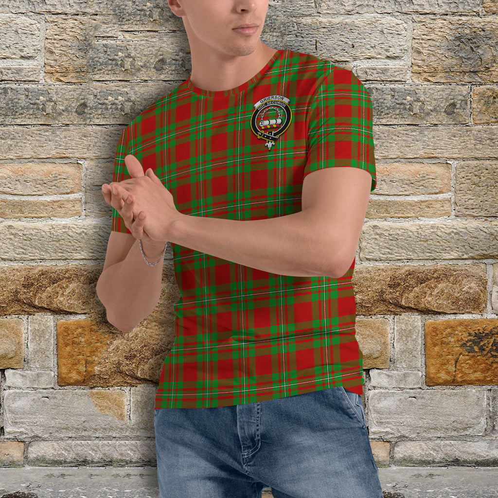 Grierson Tartan T-Shirt with Family Crest - Tartan Vibes Clothing