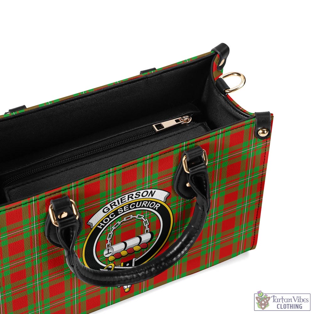 Grierson Tartan Luxury Leather Handbags with Family Crest - Tartan Vibes Clothing