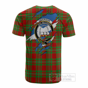 Grierson Clan Crest In Me Tartan Cotton T-shirt Scotland Flag Style