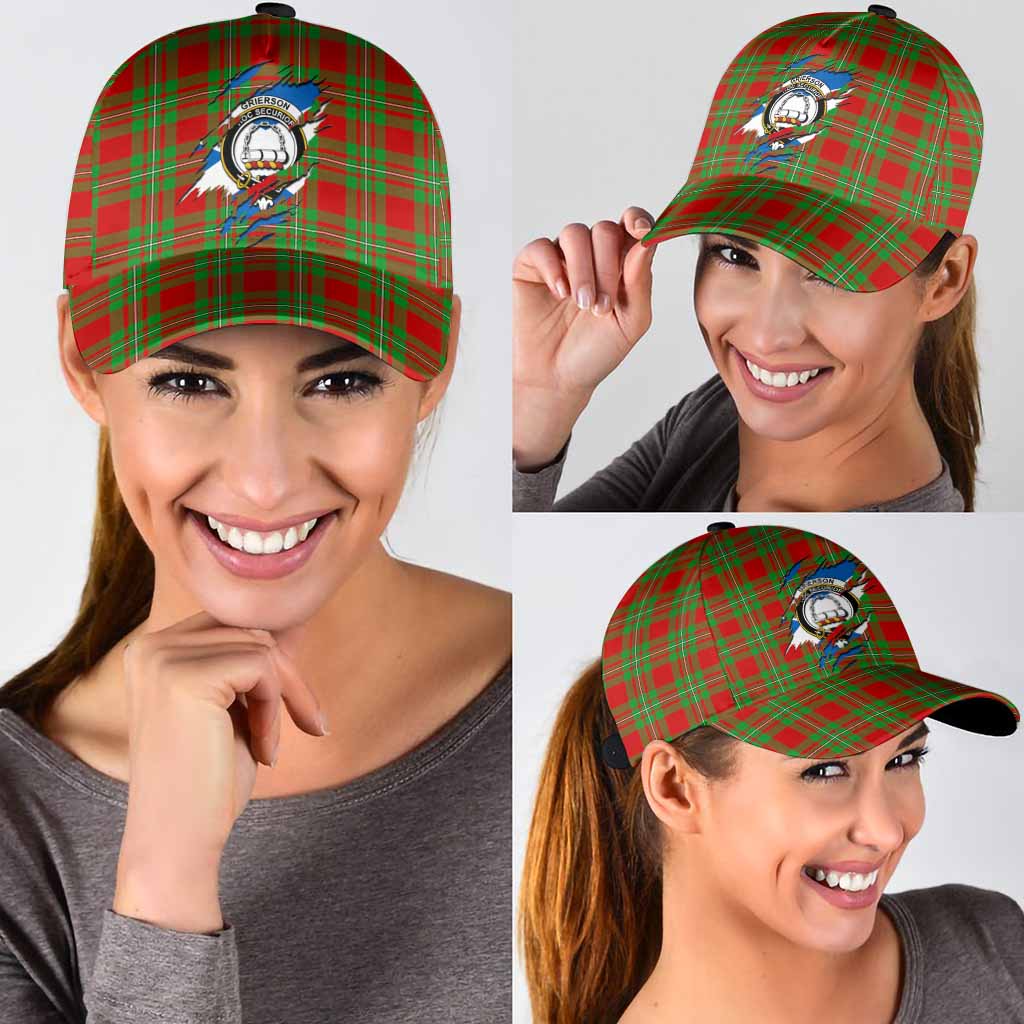 Grierson Tartan Classic Cap with Family Crest In Me Style