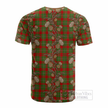 Grierson Tartan Cotton T-shirt Seamless Scottish Thistle Flowers