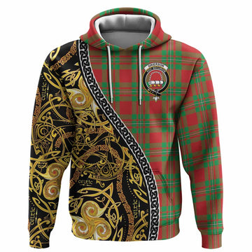 Grierson Tartan Crest Hoodie Celtic Knot and Triple Trickle Spiral Symbols
