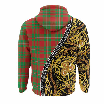 Grierson Tartan Crest Hoodie Celtic Knot and Triple Trickle Spiral Symbols