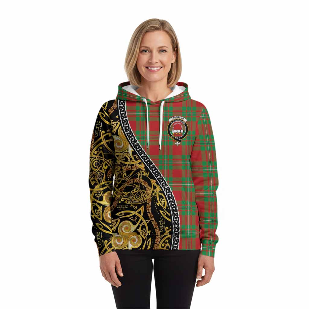 Grierson Tartan Crest Hoodie Celtic Knot and Triple Trickle Spiral Symbols