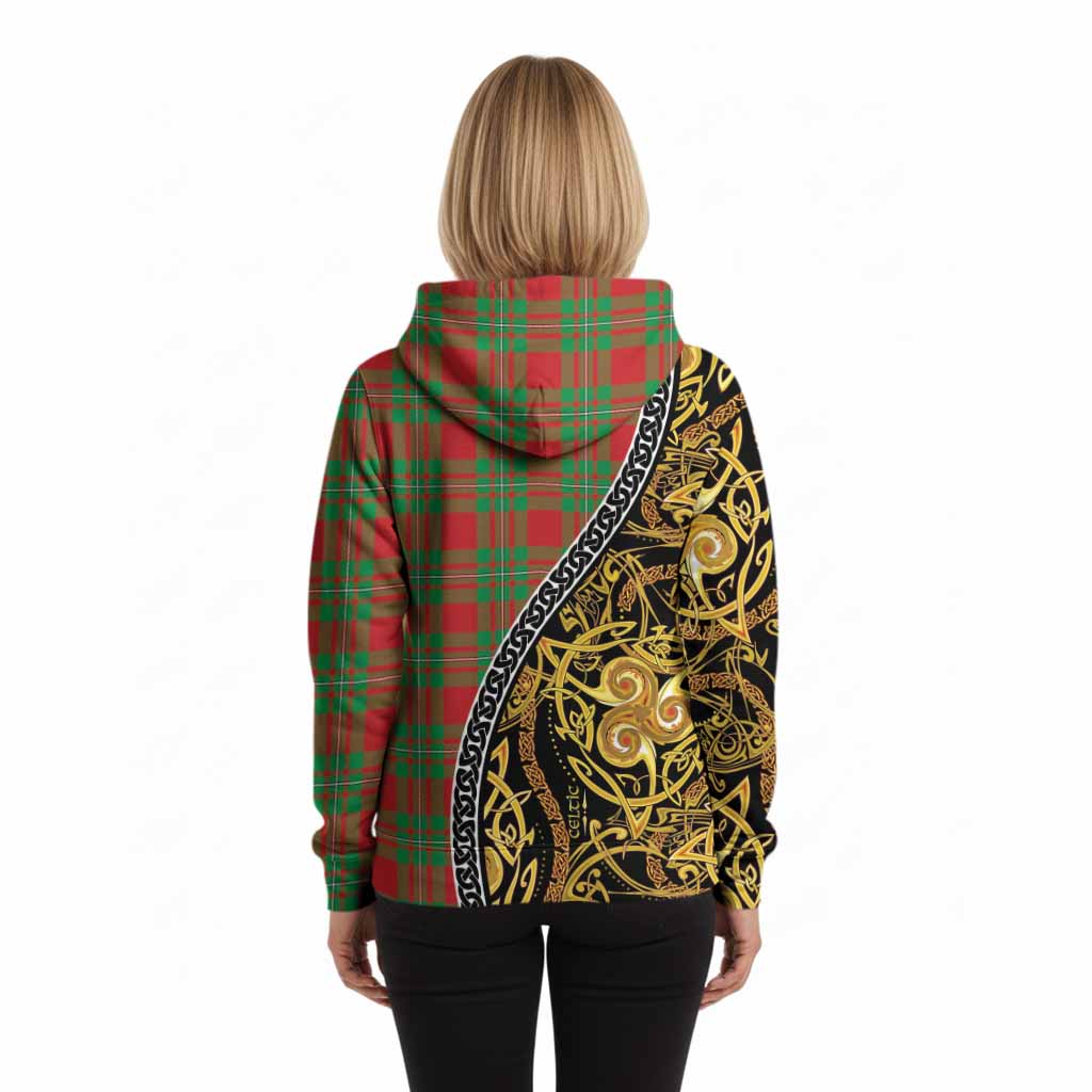Grierson Tartan Crest Hoodie Celtic Knot and Triple Trickle Spiral Symbols