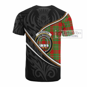 Grierson Tartan Family Crest Cotton T-shirt Celtic Scottish Thistle Floral - Tartan Vibes Clothing