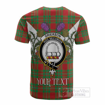 Grierson Tartan Family Crest Cotton T-shirt Scottish Burns Night Thistle Floral