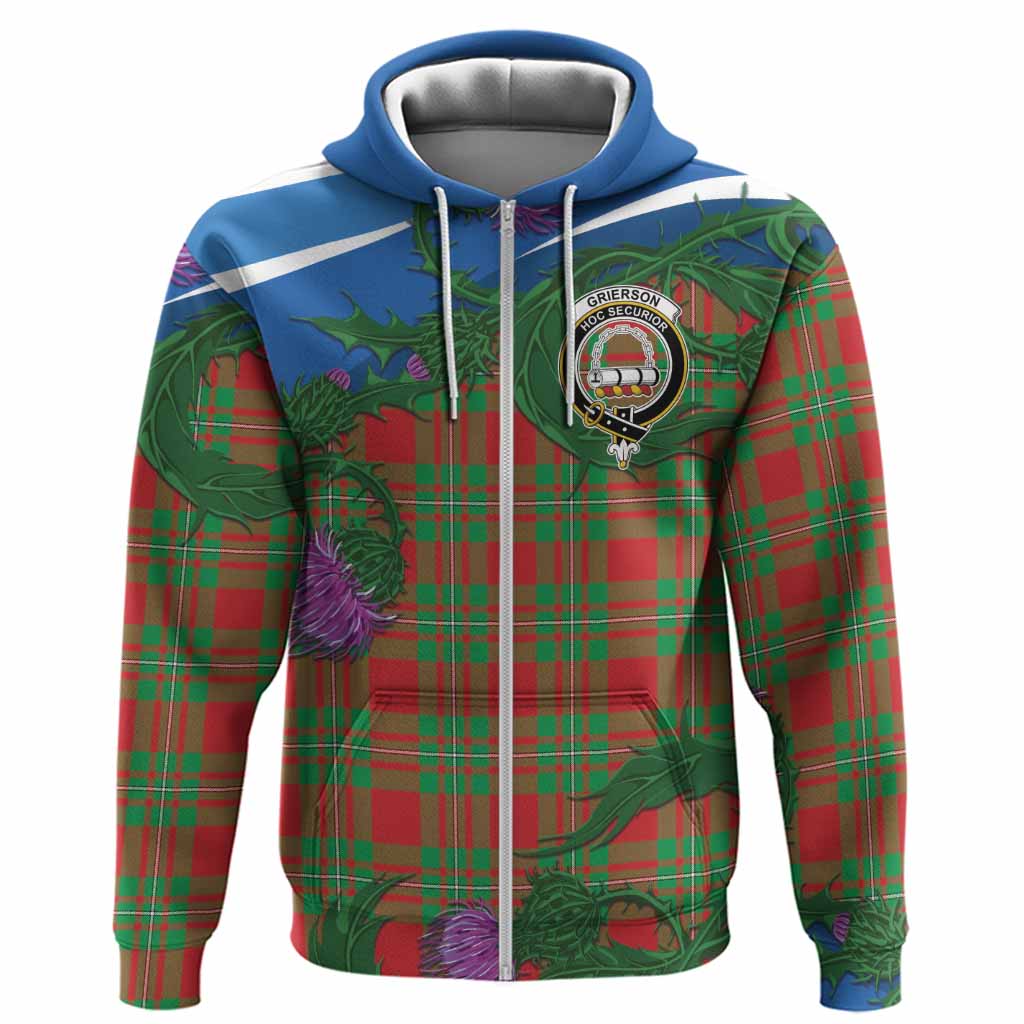 Grierson Tartan Family Crest Hoodie Thistle in Minimalism