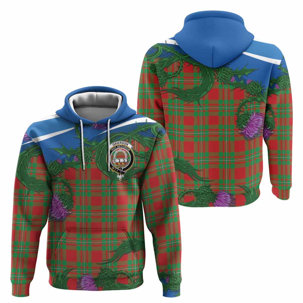 Grierson Tartan Family Crest Hoodie Thistle in Minimalism