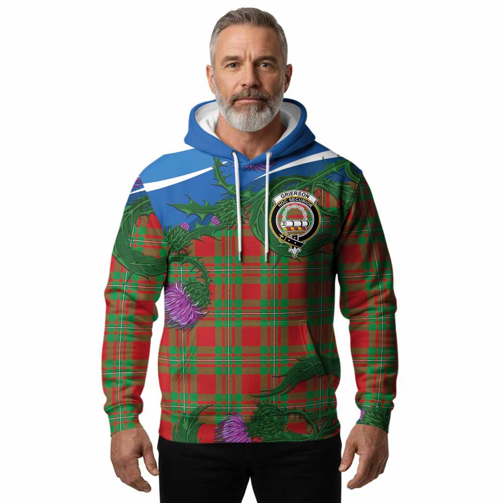 Grierson Tartan Family Crest Hoodie Thistle in Minimalism