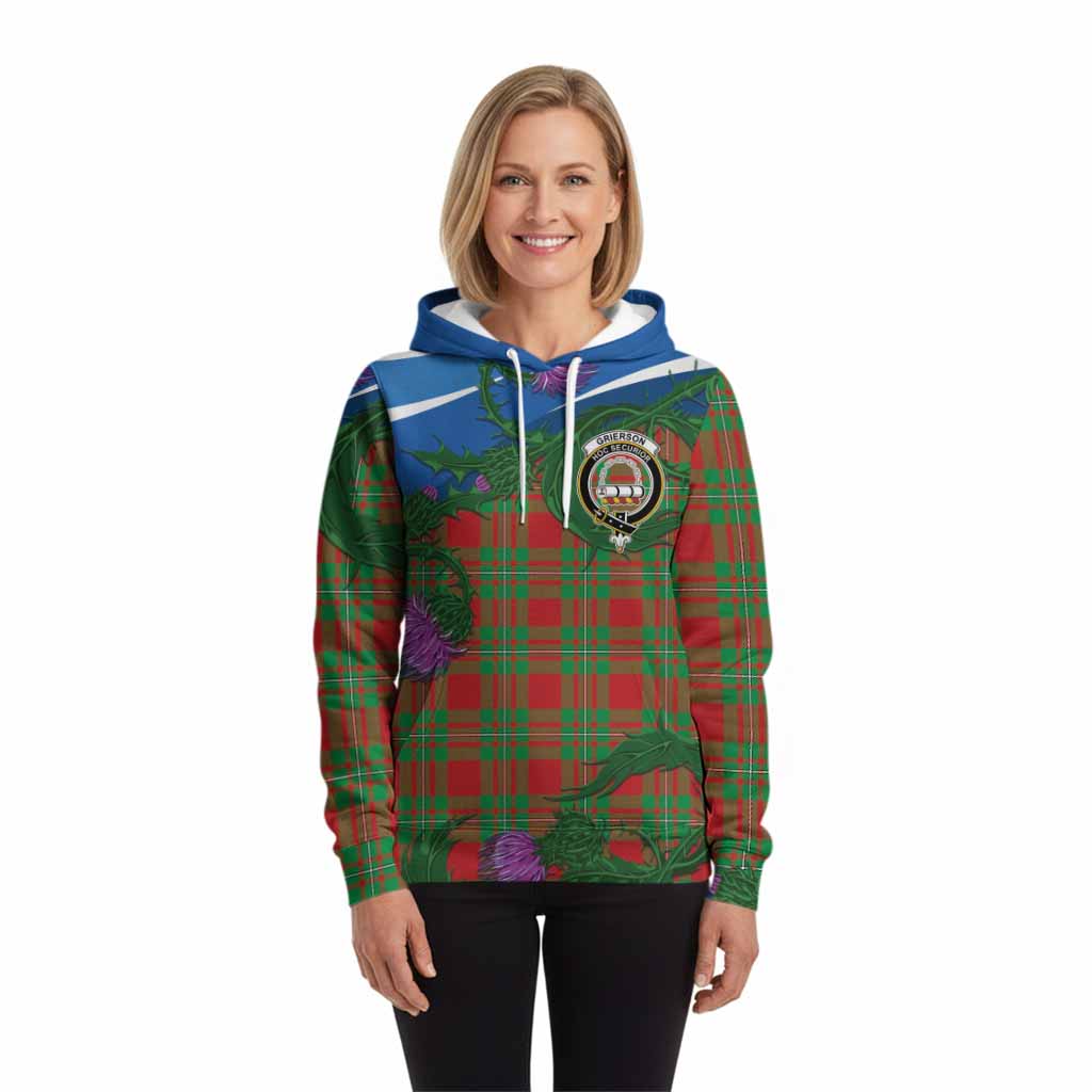 Grierson Tartan Family Crest Hoodie Thistle in Minimalism