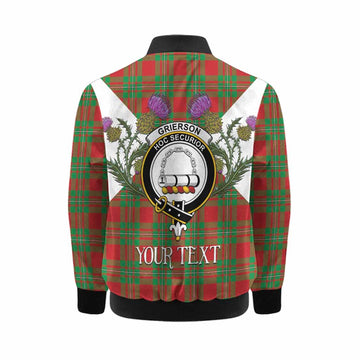 Grierson Tartan Family Crest Kid Bomber Jacket Scottish Burns Night Thistle Floral