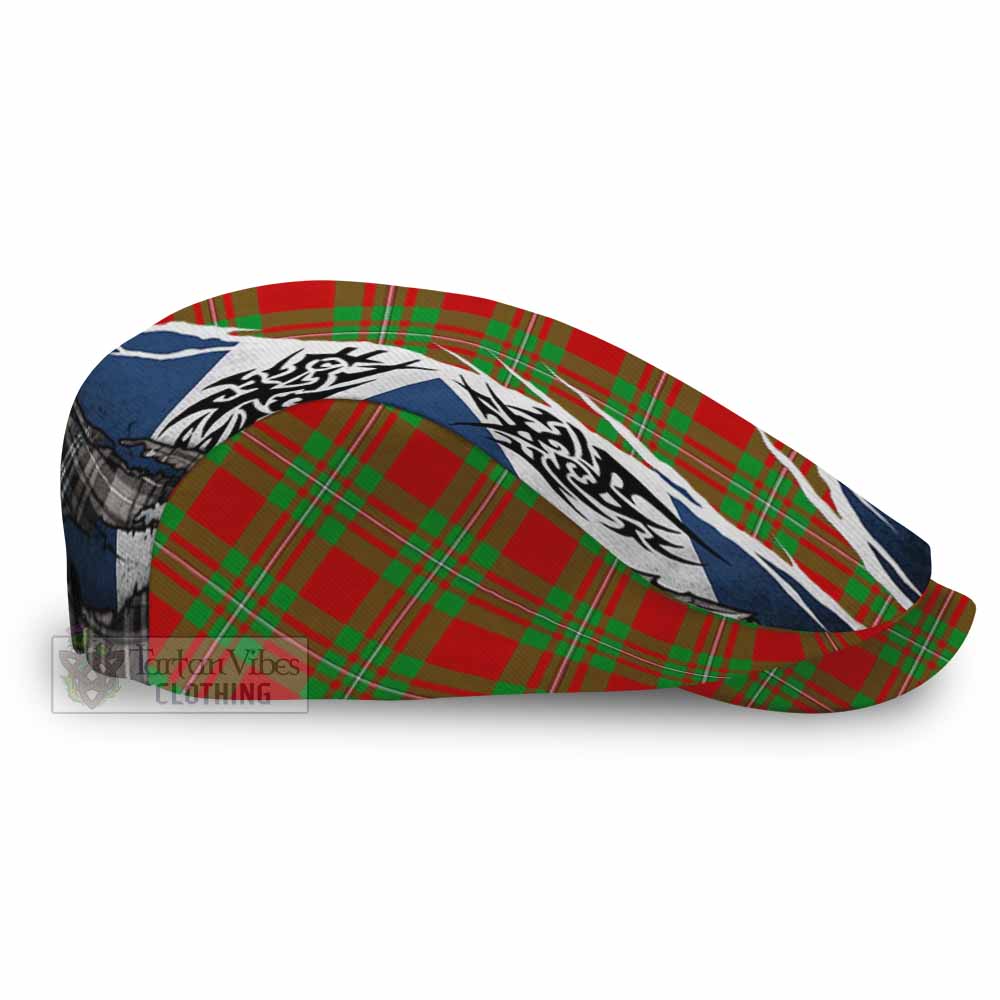 Grierson Tartan Flat Cap, Jeff Cap Scotland Flag Ripped Tribal Design