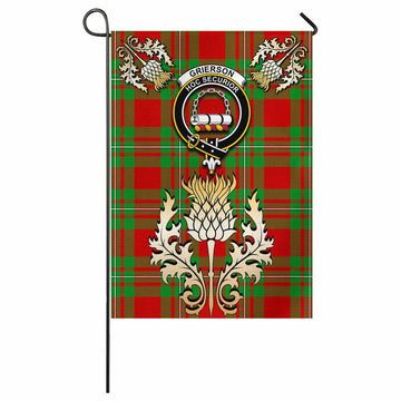 Grierson Tartan Garden Flag with Golden Regal Scottish Thistle Emblem - Tartan Vibes Clothing