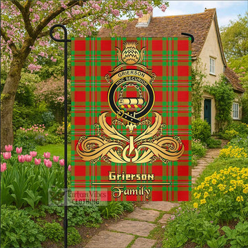 Grierson Tartan Garden Flag with Highland Thistle Cherish Family Crest Style - Tartan Vibes Clothing