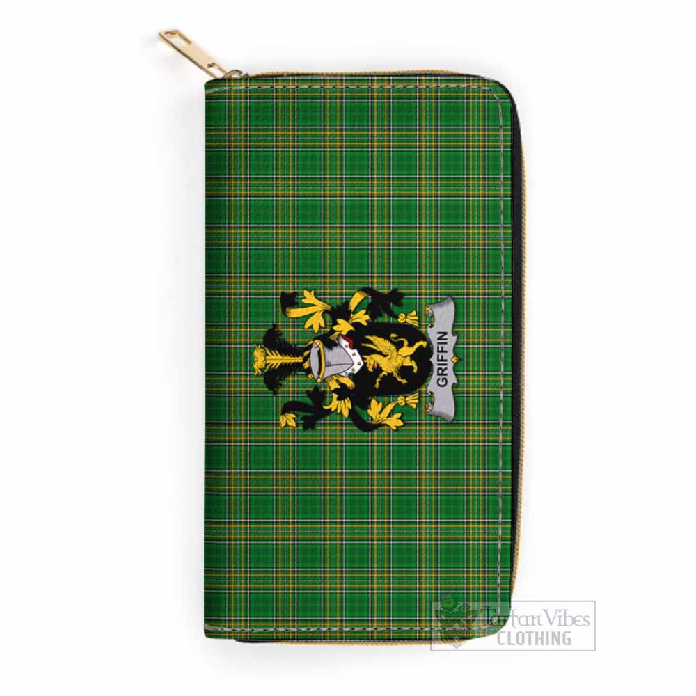 Griffin Irish Clan Tartan Women's Leather Wallet with Coat of Arms One Size 19.7*10.5*3.5 cm - Tartan Vibes Clothing