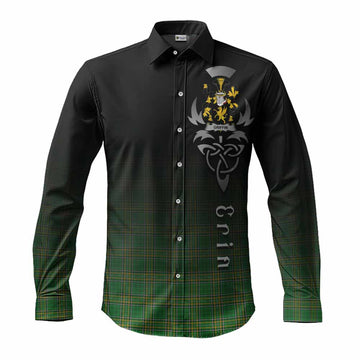 Griffin Irish Clan Long Sleeve Button Shirt with Coat of Arms Erin Go Bragh Celtic Inspired Men's Shirt S - Tartan Vibes Clothing