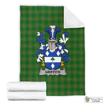 Tartan Vibes Clothing Griffith Irish Clan Tartan Blanket with Coat of Arms