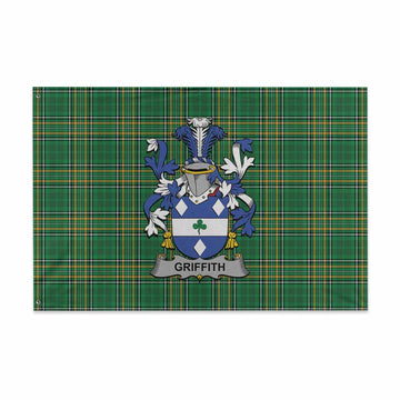 Tartan Vibes Clothing Griffith Irish Clan Tartan House Flag with Coat of Arms