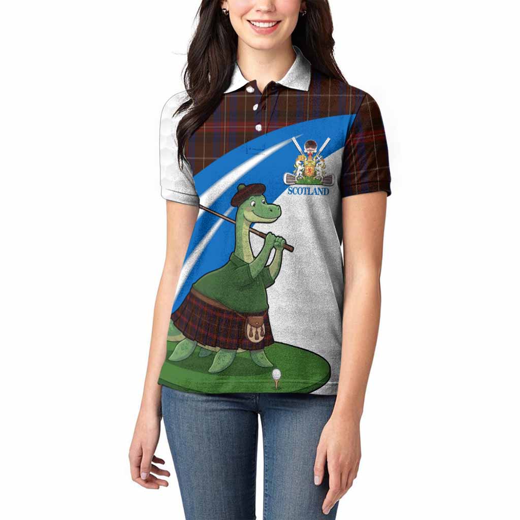 Griffiths of Wales Tartan Crest Golf Nessie Women Polo Shirt Loch Ness Monster Sporty Style