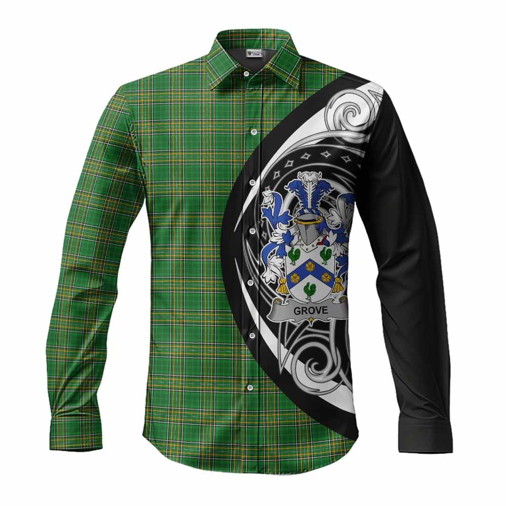 Tartan Vibes Clothing Grove Irish Clan Long Sleeve Button Shirt Celtic Circle Style