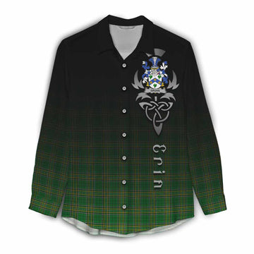 Grove Irish Clan Women's Casual Shirt with Coat of Arms Erin Go Bragh Celtic Inspired Female - Tartan Vibes Clothing