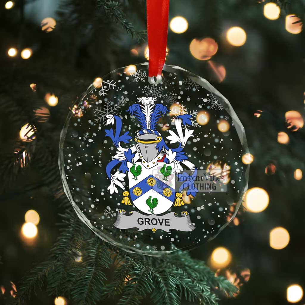 Grove Irish Clan Christmas Glass Ornament with Coat of Arms - 2D-tartanvibesclothing