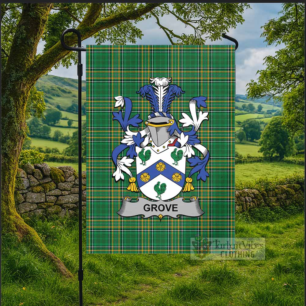 Grove Irish Clan Tartan Flag with Coat of Arms