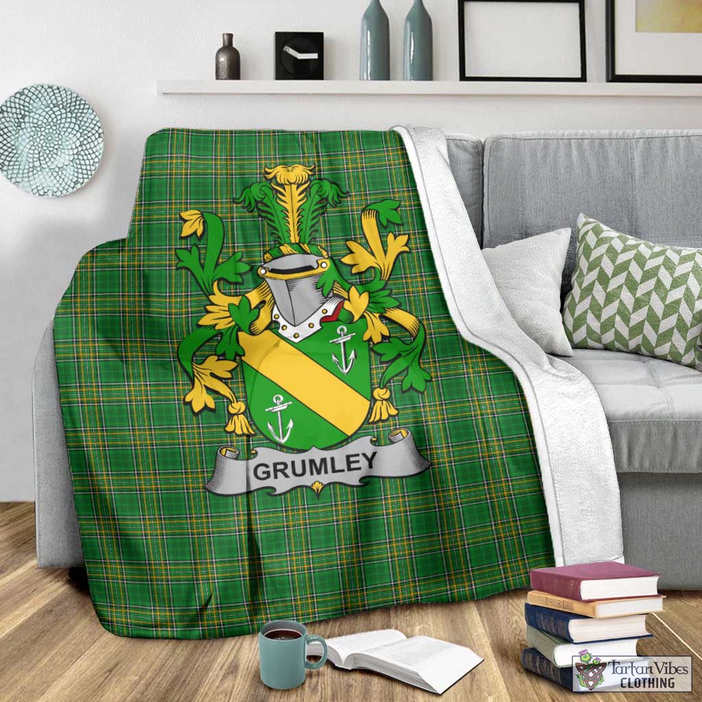 Grumley Irish Clan Tartan Blanket with Coat of Arms - Tartan Vibes Clothing