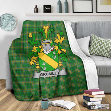 Grumley Irish Clan Tartan Blanket with Coat of Arms - Tartan Vibes Clothing