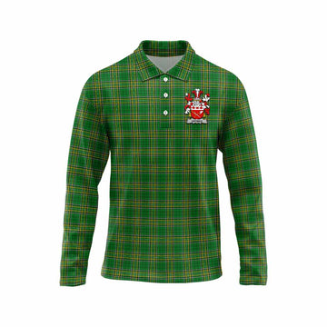 Tartan Vibes Clothing Grymes Irish Clan Tartan Long Sleeve Polo Shirt with Coat of Arms