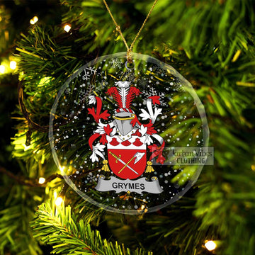 Grymes Irish Clan Christmas Glass Ornament with Coat of Arms