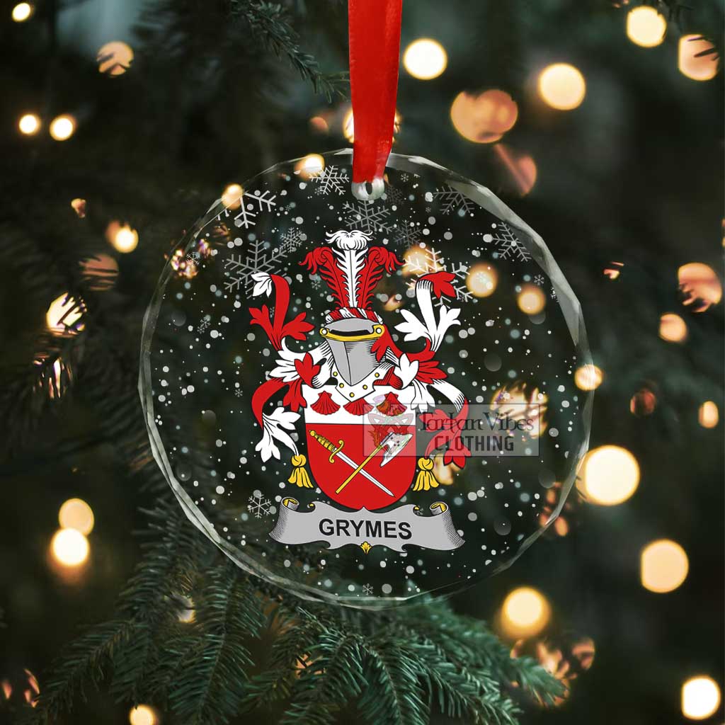 Tartan Vibes Clothing Grymes Irish Clan Christmas Glass Ornament with Coat of Arms