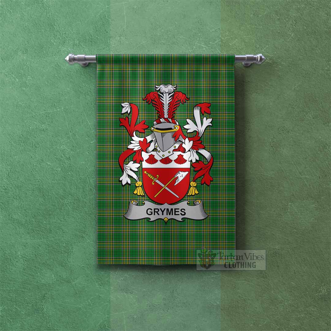 Tartan Vibes Clothing Grymes Irish Clan Tartan Gonfalon, Tartan Banner with Coat of Arms