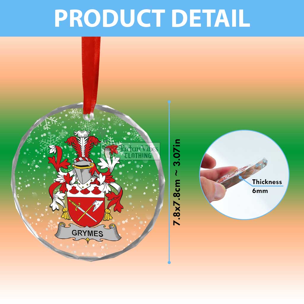 Tartan Vibes Clothing Grymes Irish Clan Christmas Glass Ornament with Coat of Arms