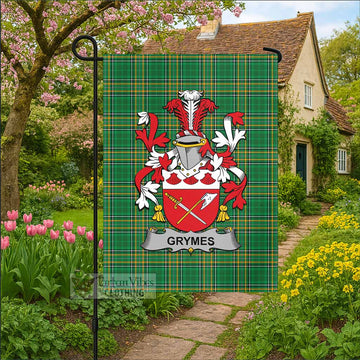 Grymes Irish Clan Tartan Garden Flag with Coat of Arms