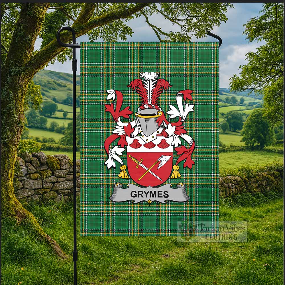 Grymes Irish Clan Tartan Flag with Coat of Arms