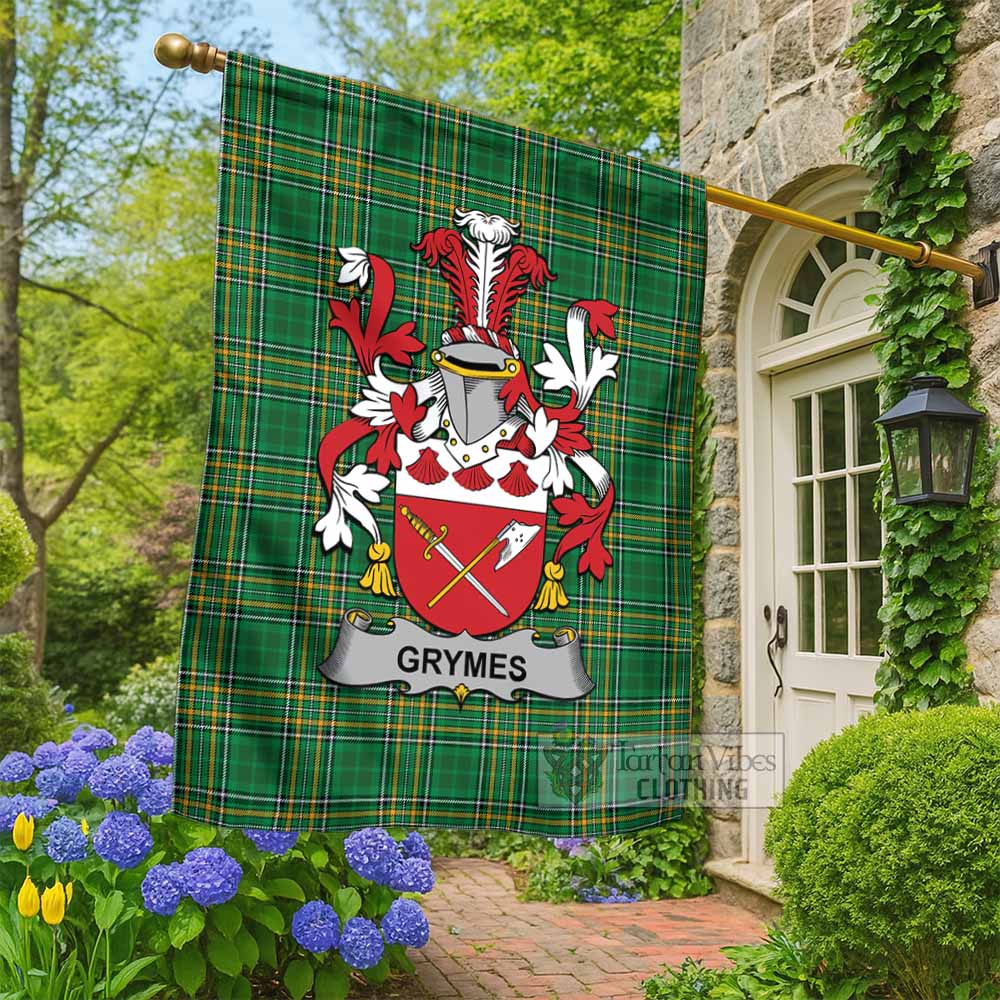 Grymes Irish Clan Tartan Flag with Coat of Arms
