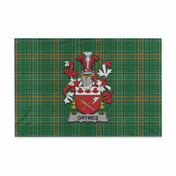 Grymes Irish Clan Tartan House Flag with Coat of Arms