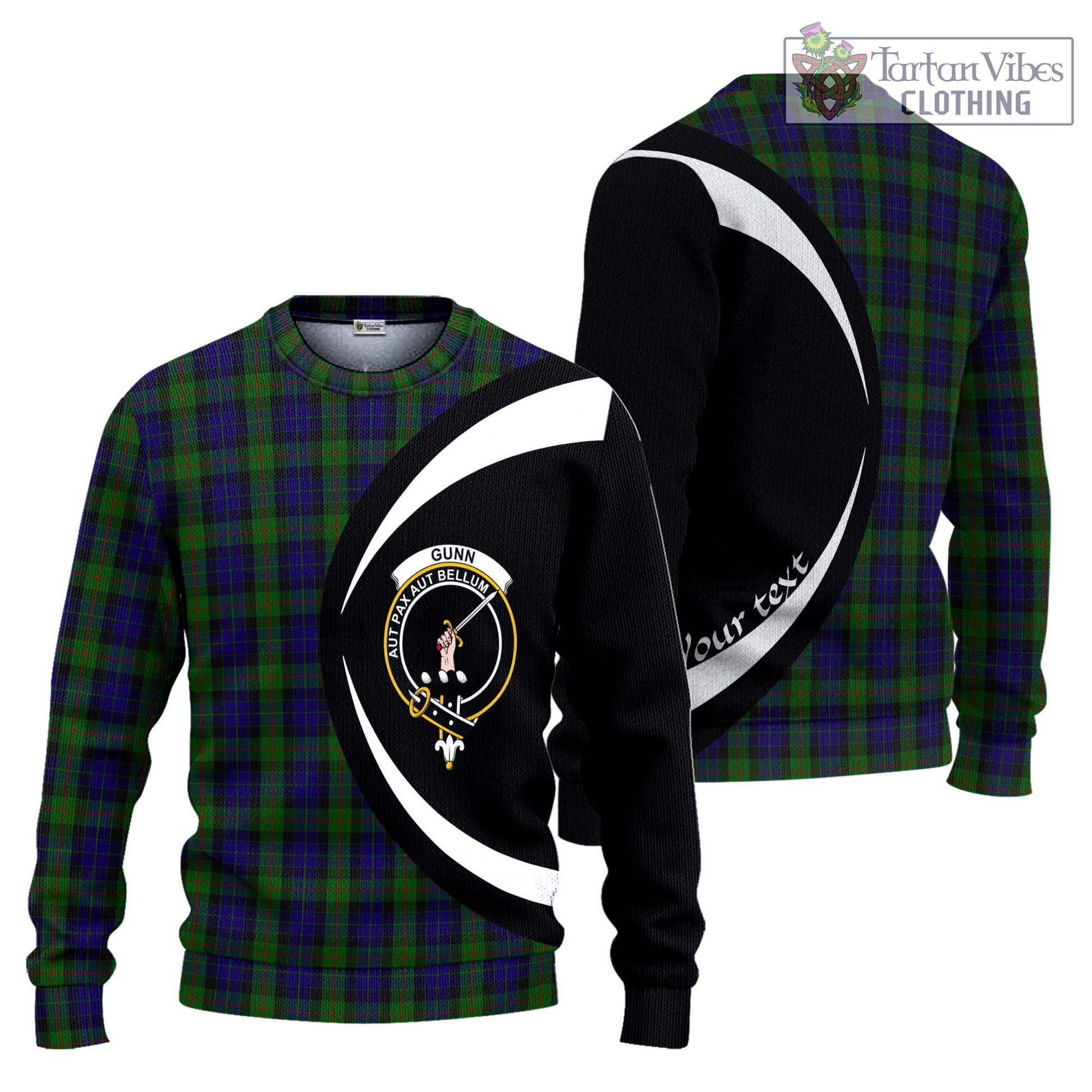 Gunn Tartan Ugly Sweater with Family Crest Circle Style Unisex - Tartan Vibes Clothing