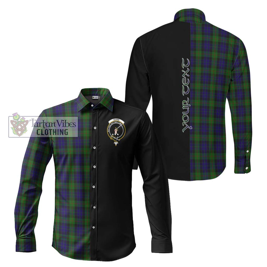 Gunn Tartan Long Sleeve Button Shirt with Family Crest and Half Of Me Style Men's Shirt S - Tartanvibesclothing Shop