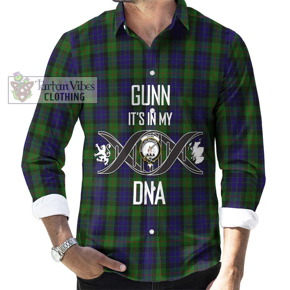 Gunn Tartan Long Sleeve Button Shirt with Family Crest DNA In Me Style Men's Shirt S - Tartanvibesclothing Shop