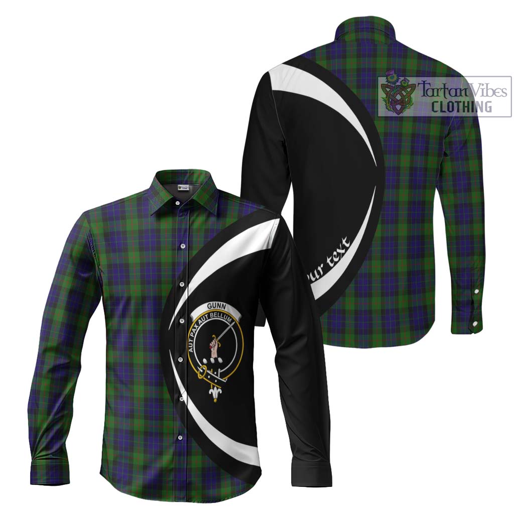 Gunn Tartan Long Sleeve Button Up with Family Crest Circle Style Men's Shirt S - Tartan Vibes Clothing