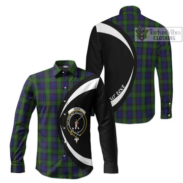 Gunn Tartan Long Sleeve Button Up with Family Crest Circle Style Men's Shirt S - Tartan Vibes Clothing