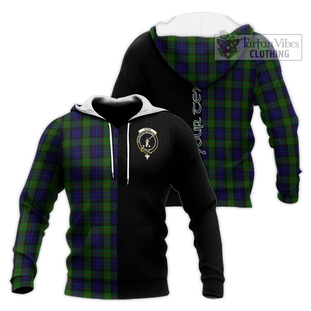 Gunn Tartan Knitted Hoodie with Family Crest and Half Of Me Style Unisex Knitted Pullover Hoodie - Tartanvibesclothing Shop